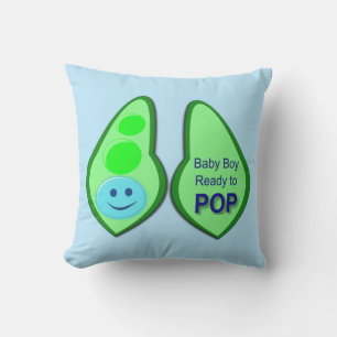 Ready to Pop Baby Boy Blue Pea Cushion