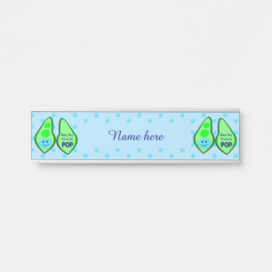 Ready to Pop Baby Boy Blue Pea Custom Door Sign