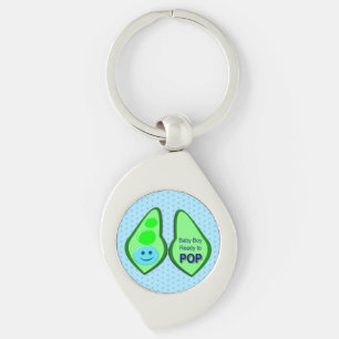 Ready to Pop Baby Boy Blue Pea Key Ring