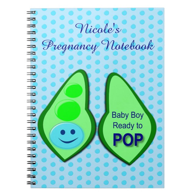 Ready to Pop Baby Boy Blue Pea Notebook (Front)