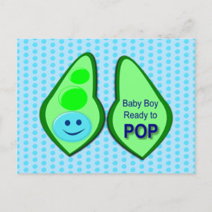 Ready to Pop Baby Boy Blue Pea Postcard