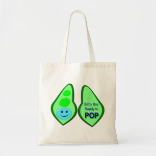 Ready to Pop Baby Boy Blue Pea Tote Bag