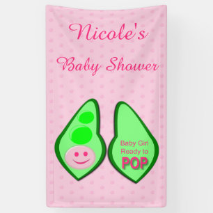 Ready to Pop Baby Girl Pink Pea Baby Shower Custom Banner