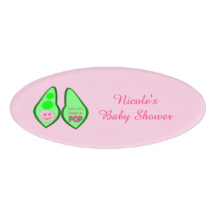 Ready to Pop Baby Girl Pink Pea Baby Shower Custom Name Tag