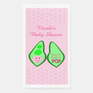 Ready to Pop Baby Girl Pink Pea Baby Shower Custom Napkin