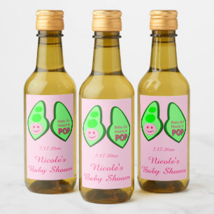 Ready to Pop Baby Girl Pink Pea Baby Shower Custom Wine Label