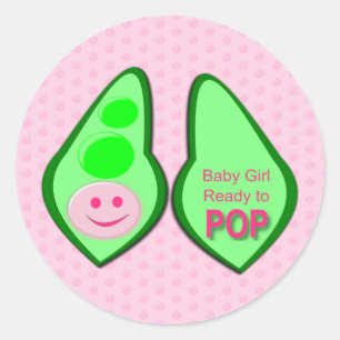 Ready to Pop Baby Girl Pink Pea Classic Round Sticker