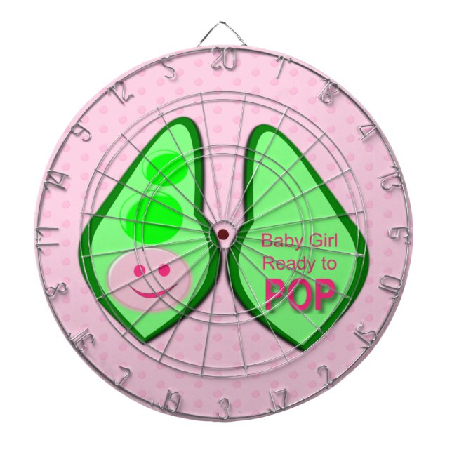 Ready to Pop Baby Girl Pink Pea Dartboard (Front)