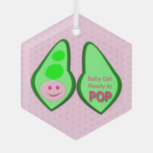 Ready to Pop Baby Girl Pink Pea Glass Tree Decoration