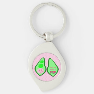 Ready to Pop Baby Girl Pink Pea Key Ring