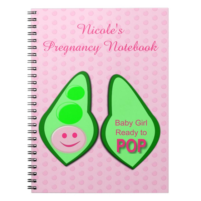 Ready to Pop Baby Girl Pink Pea Notebook (Front)
