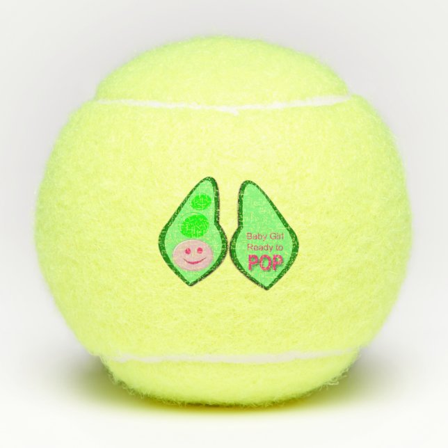 Ready to Pop Baby Girl Pink Pea Tennis Balls (Front)