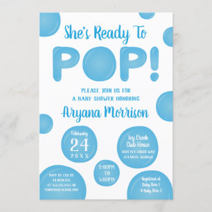 Ready To Pop Baby Shower, Blue Invitation