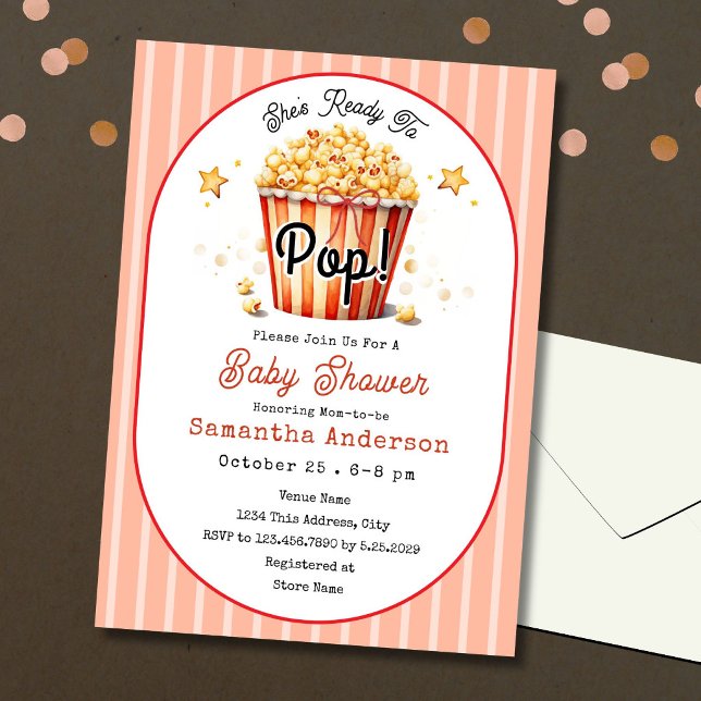 Ready to Pop Baby Shower Invite Popcorn Theme (Creator Uploaded)