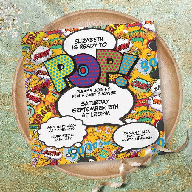 Ready to Pop Baby Shower Modern Comic Book Invitation (Creator Uploaded)