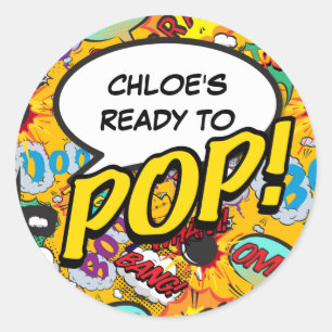 Ready to POP Baby Shower Modern Fun Classic Round Sticker