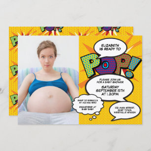 Ready to Pop Baby Shower Modern Fun Photo Invitation