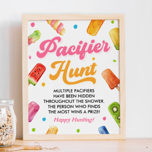 Ready to Pop Baby Shower Pacifier Hunt Game Poster