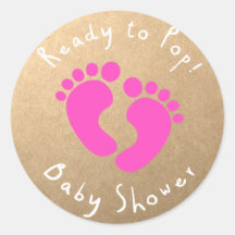 Ready to Pop Baby shower Pink footprints