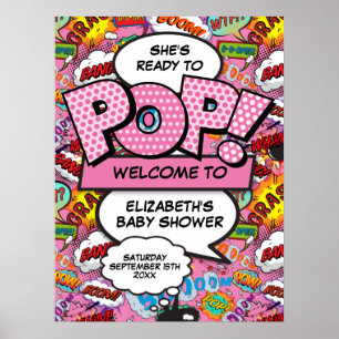 Ready to Pop Baby Shower Pink Welcome Sign