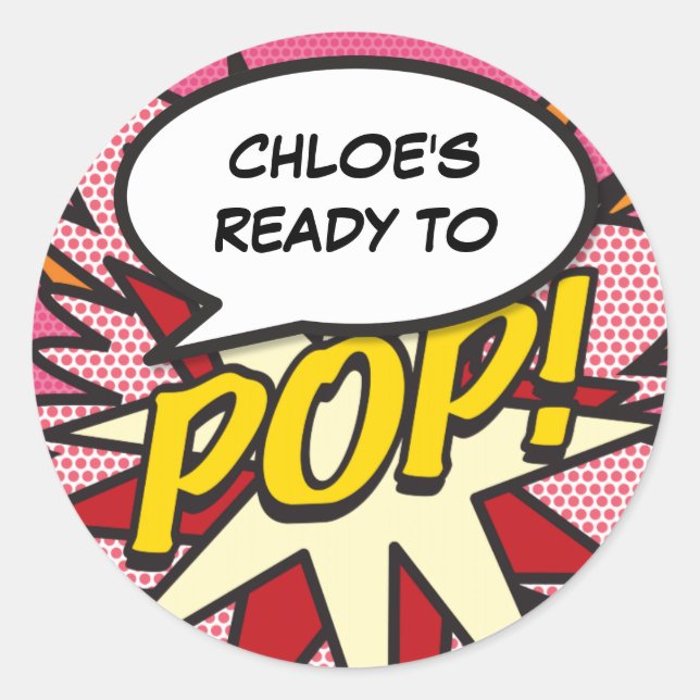 Ready to POP! Baby Shower Sprinkle Classic Round Sticker (Front)