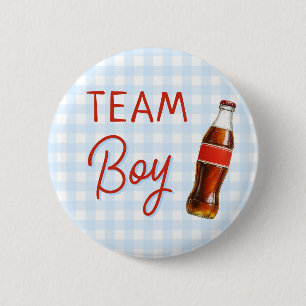Ready To Pop Baby Shower Team Boy 6 Cm Round Badge