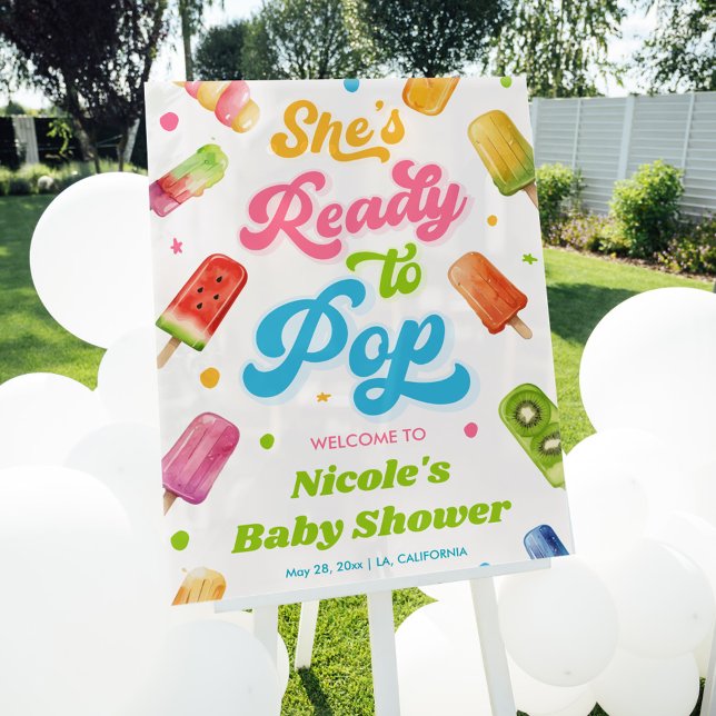 Ready to Pop Baby Shower Welcome Acrylic Sign (Creator Uploaded)