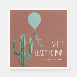 Ready to Pop Balloon Cactus Terracotta Boy Baby  Napkin