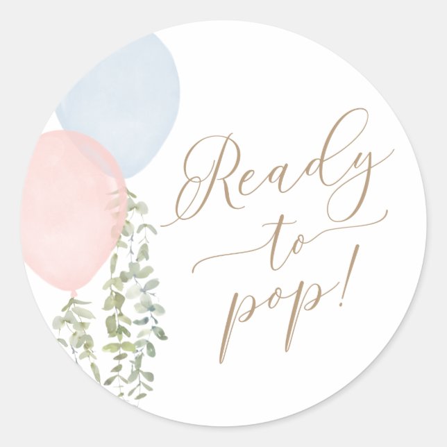 Ready to Pop Balloon Twin Baby Shower Classic Round Sticker (Front)