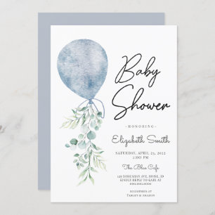 Ready to Pop Blue Greenery Baby Boy Shower Modern Invitation