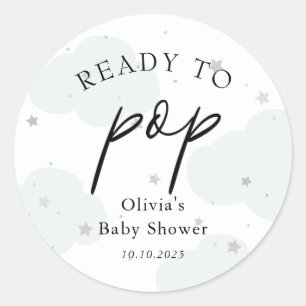 Ready to POP Blue Moon and Silver Stars  Favour Ta Classic Round Sticker