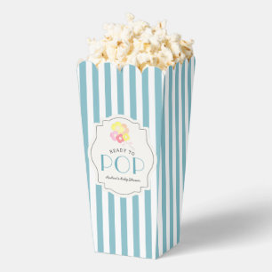 Ready to Pop Blue Stripe Boy Baby Shower Popcorn Favour Box