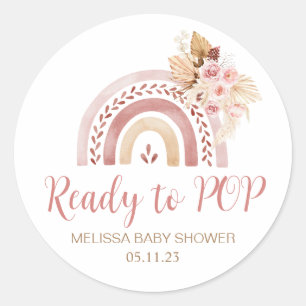 Ready to POP Boho Rainbow Baby Shower Favour Tag