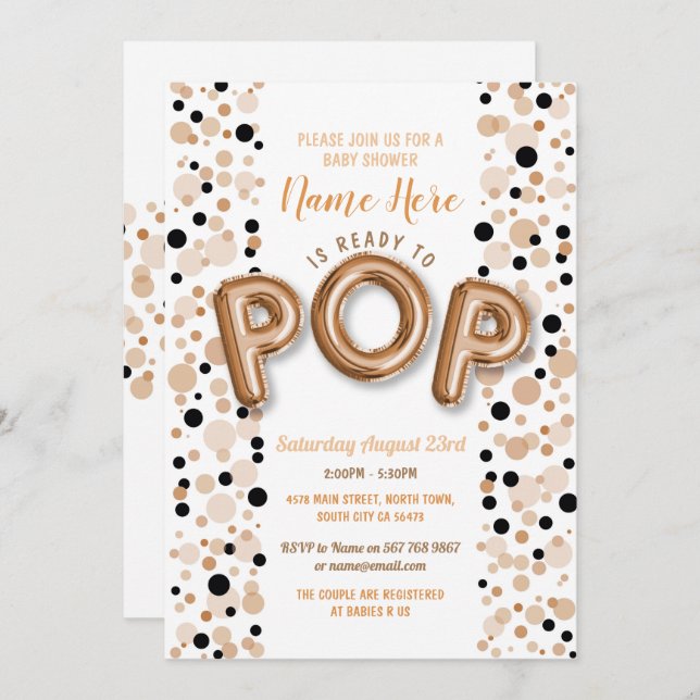 Ready to POP Boy Baby Shower Rose Gold Elegant Invitation (Front/Back)