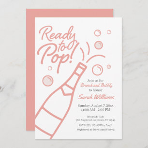 Ready to Pop Brunch and Bubbly Rosé Baby Shower Invitation