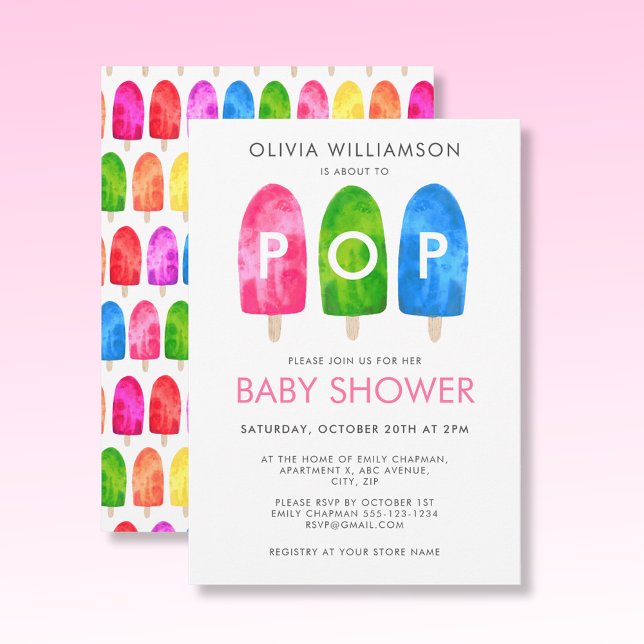 Ready to Pop colourful Popsicle Baby Shower Invitation (Creator Uploaded)
