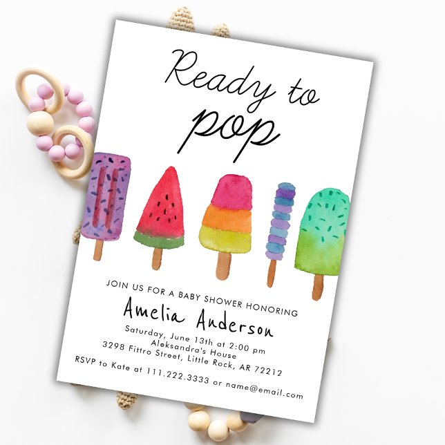 Ready To Pop Colourful Popsicle Baby Shower  Invitation (Creator Uploaded)