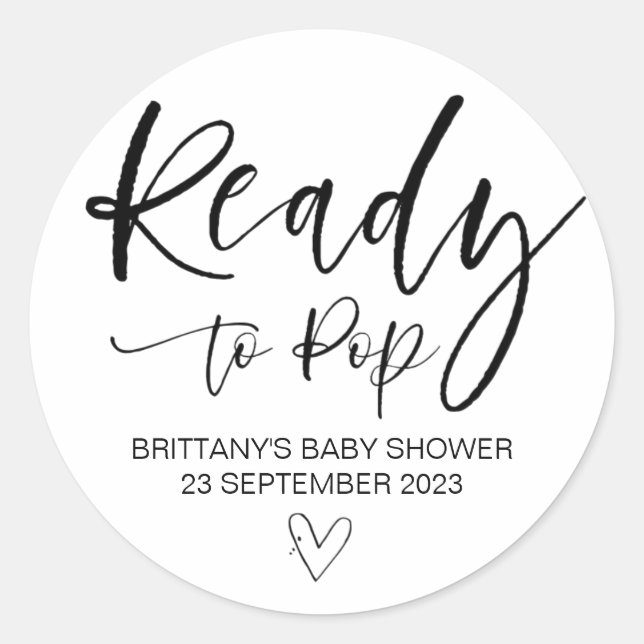 Ready To Pop Cute Baby Shower Favour Cute Classic Round Sticker (Front)
