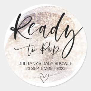 Ready To Pop Cute Baby Shower Favour Cute Classic  Round Sticker