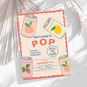 Ready to Pop Fruit Soda Pop Cans Pink Baby Shower Invitation