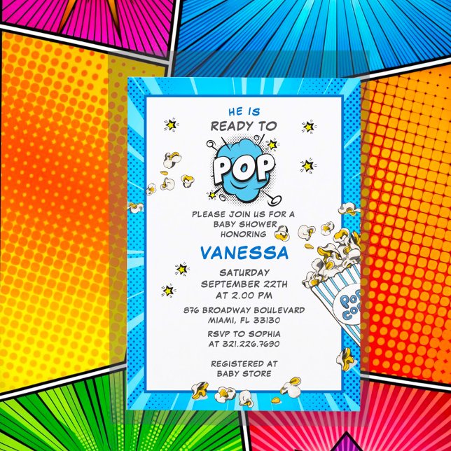 Ready to Pop Fun & Modern Boy Baby Shower  Invitation (Creator Uploaded)