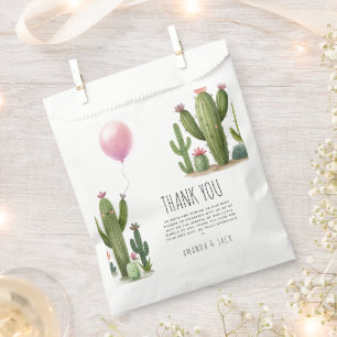Ready to Pop Girl Balloon Cactus Green Baby Shower Favour Bag