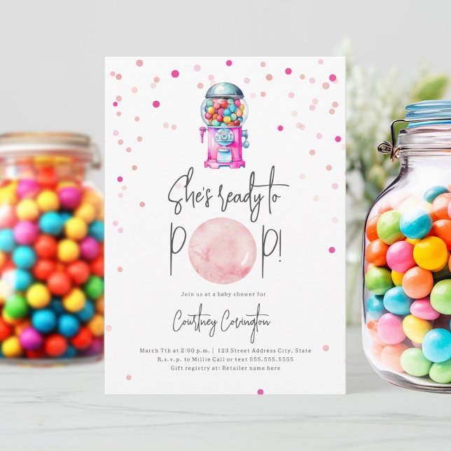 Ready to Pop Gumball Machine Bubblegum Baby Shower Invitation (Creator Uploaded)