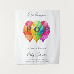 Ready to Pop Ice Cream Gradient Pink Baby Shower Tapestry