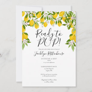 Ready to POP Lemons Blossom Greenery Baby Shower Invitation