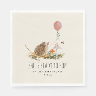 Ready to Pop Mushrooms Hedgehog Balloon Girl  Napkin