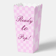 Ready to Pop Pink Gingham Baby Shower Popcorn Box
