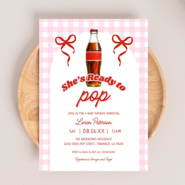 Ready To Pop Pink Girl Soda Baby Shower Invitation (Creator Uploaded)