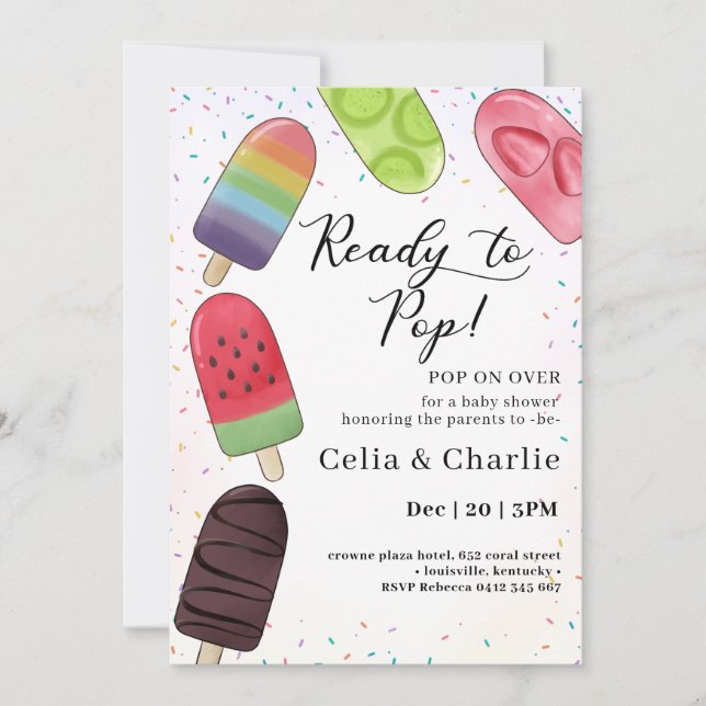 Ready to Pop Popsicle Baby Shower  Invitation (Front)