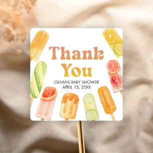 Ready to Pop Popsicle Baby Shower Square Sticker